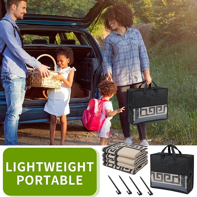 Outdoor Rug 8x10 ft Waterproof, Reversible Outdoor Plastic Straw Rug for Patios Clearance, Outdoor Area Rug Carpet RV Mat for Camping Backyard Deck Porch