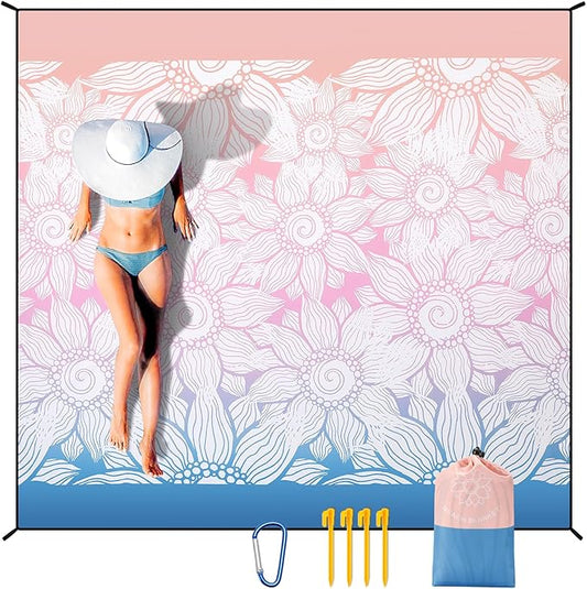 Beach Blanket Waterproof Sandproof Extra Large Beach Mat 79" X 83"/120"x108"for 1-8 Adults Quick Drying Durable Outdoor Picnic Mat for Beach Travel Camping Hiking