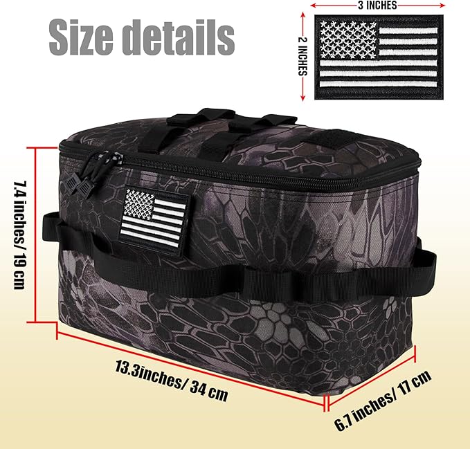 bvya Tactical Camping Storage Bag 11 Liters Outdoor Utility Tote Bag Camping Cookware Organizer Trunk Organizer with Flag Patch
