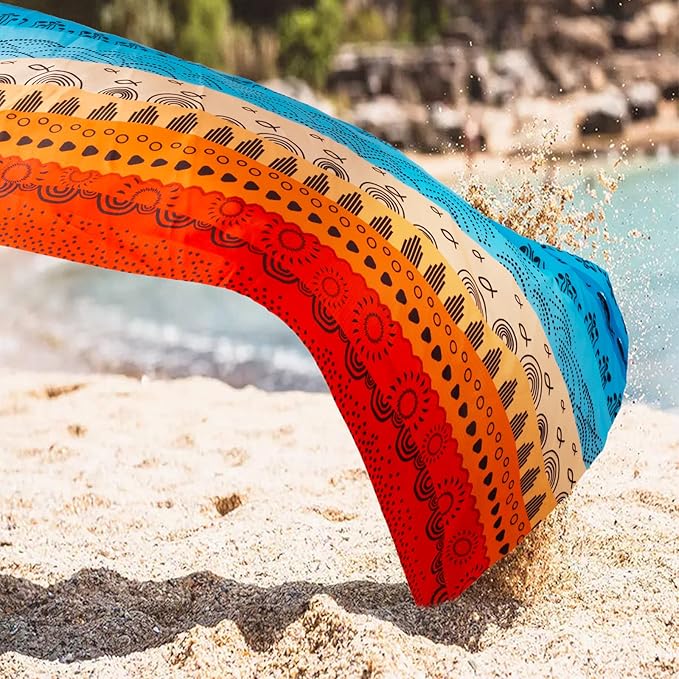 Beach Blanket Waterproof Sandproof, Outdoor Picnic Blankets Sand Free for 4 Adults, Lightweight Quick Drying Beach Mat for Beach Travel, Camping, Hiking, Boho Beach Essentials Accessories