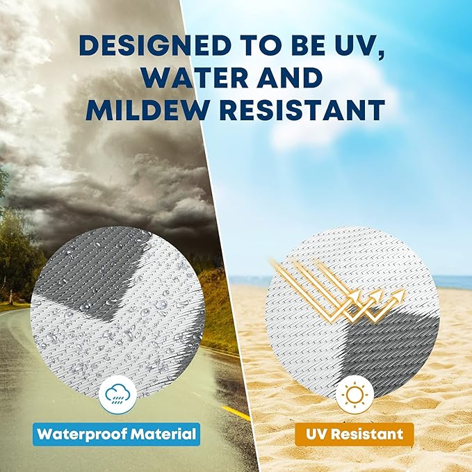 Kohree RV Outdoor Rugs 6x9, Patio Rugs Outdoor Waterproof Camping Mat, Indoor Outdoor Carpet with 4 Loops for Patio, Camping, Backyard, Picnic, Grey