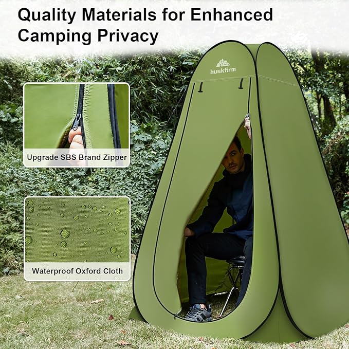 Portable Toilet Kit for Adults, Pop Up Privacy Tent with Instant Portable Outdoor Shower, Stainless Steel Camp Toilet Changing Room