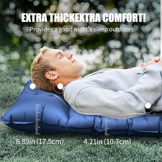 Oversized Camping Sleeping Pad,4.2" Thick Ultralight Camping Sleeping Mats for Adults,Camping Mattress with Pillow & Built-in Pump for Tent,Backpacking,Travel