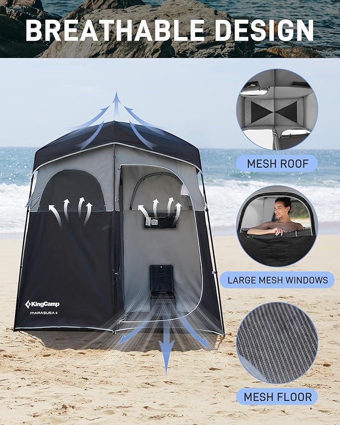 KingCamp Shower Tent, Portable Privacy Tent Outdoor Camping 1/2 Room Toilet Tents with Shower Bag & Dressing Room for Travel Beach Tailgate