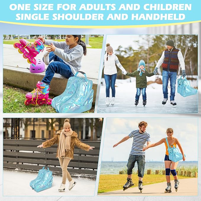 Roller Skate Bag Inline Skates Bag Stylish Large Capacity Ice Skate Bags Figure Skating Bag Waterproof Ice Skate Bag for Women with Adjustable Strap Roller Skate Accessories
