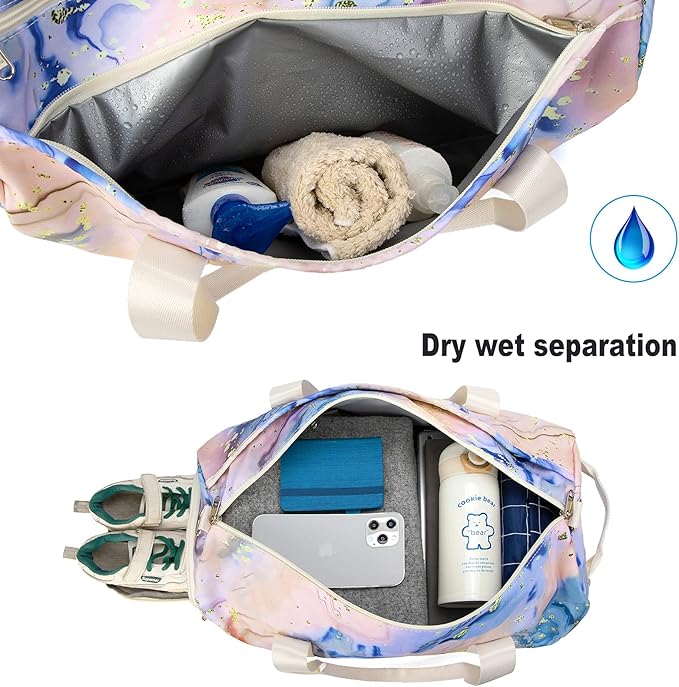 BLUBOON Sport Gym Duffle Bag for Women Girls Weekender Overnight Duffel Bag (Bronzing orange) 19.7"x9.5"x9.9"