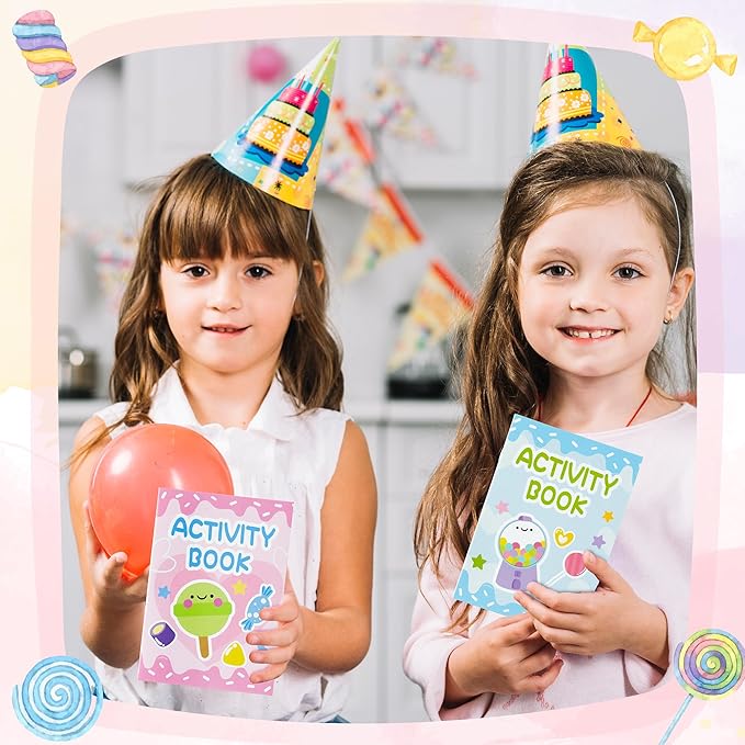 Candy Activity Books for Kids - 24Pcs Coloring Sweets Book Set Bulk Candy Search Mazes Word Scramble Games Mini Books for Birthday Candy Land Party Goodie Bags Stuffers School Classroom Favors