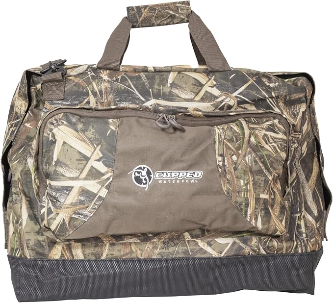Camo Wader Storage Bag, Expandable Duck Hunting Wader Bag with Fold-Out Neoprene Mat and Waterproof Pockets