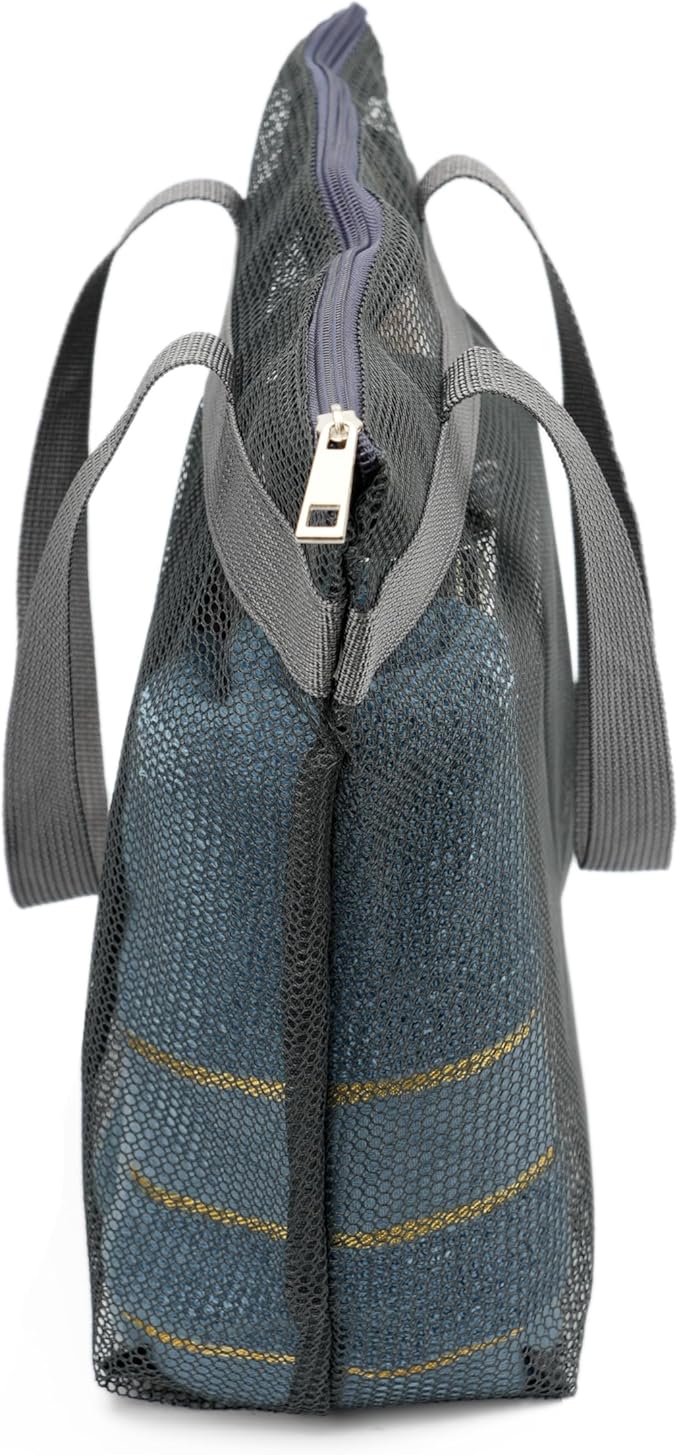 Portable Mesh Shower Caddy Tote Bag Hanging Toiletry Bag with Zipper for Travel, Bath, Gym, Beach, Camping, Dorm