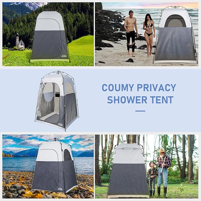 Instant Pop-up Camping Shower Tent Privacy Shelter with 1 Room/2 Rooms, Portable Outdoor Shower, Changing Room, Sun Shelter for Camping, Beach Hiking, and Fishing