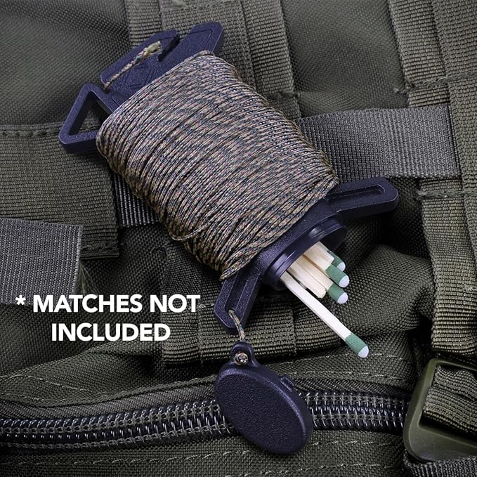 Atwood Rope Ready Rope™ Micro Cord Dispenser 125ft 100lb Test, Camping Gear Survival Tool, Built in Storage, Cutting Blade, Cord Grip, Gear Loop, Made in USA