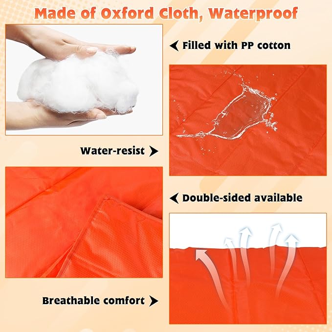 BWOGUE Large Outdoor Dog Bed, Portable Waterproof Camping Mat, Washable Travel Mat with Carry Bag for Medium and Large Dogs, 57"X39" (Orange)