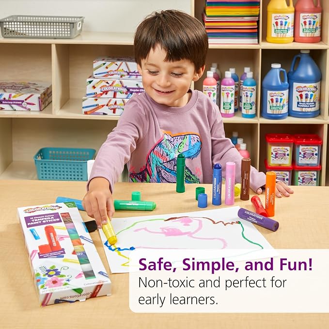 Tempera Paint Sticks, 24 Colors, Silky Smooth Color Application, Classic, Neon & Metallic Colors