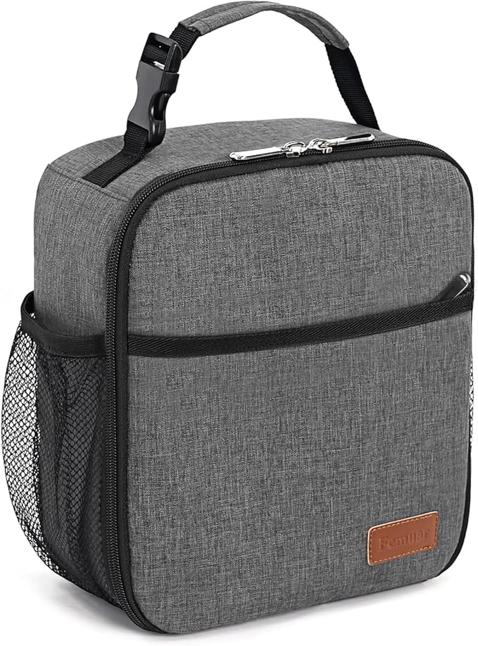 Femuar Lunch Box for Men Women Adults, Small Lunchbox for Work Picnic - Reusable Lunch bag Portable Lunch tote, Charcoal Grey