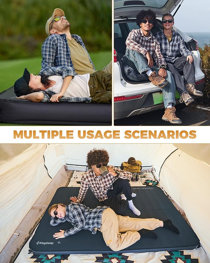KingCamp Self Inflating Sleeping Pad for Camping Ultra Thick Double Single Foam Mattress High R Value Camping Air Pad Mat, Multi Colors & Sizes