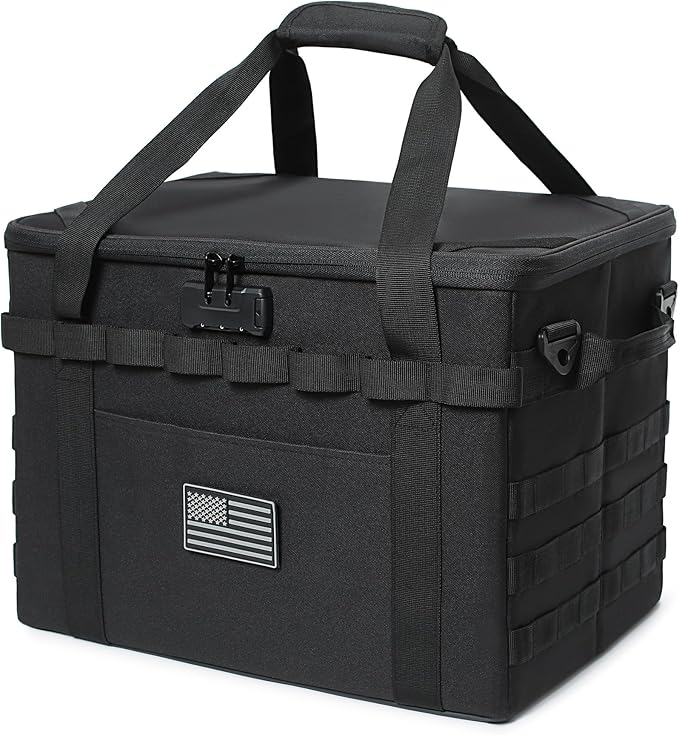 Tactical Camping Storage Bag - 38L Utility Tote Bag Organizer with Combination Lock and Shoulder Strap