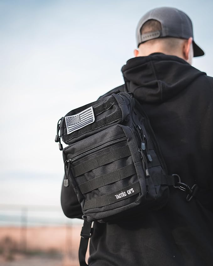 Tactical Sling Bag Pack Military Waterproof Assault Rover Shoulder Sling (Black)