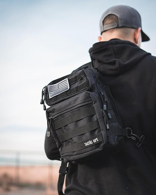 Tactical Sling Bag Pack Military Waterproof Assault Rover Shoulder Sling (Black)