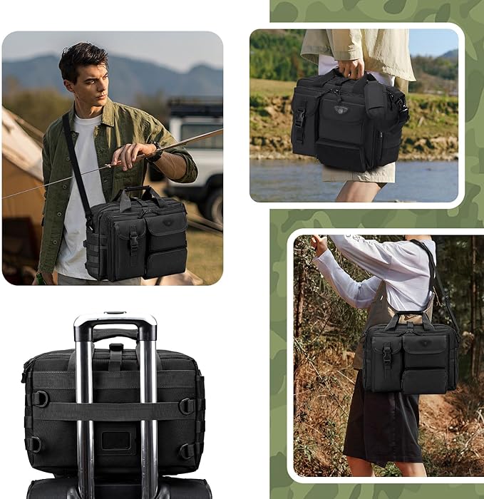 BAGZY Tactical Messenger Bag for Men Multifunctional Tactical Briefcase, Men's Military Laptop Bag 14/15.6/17.3 Inch Professional Work Bag for Business Teacher Office Travel
