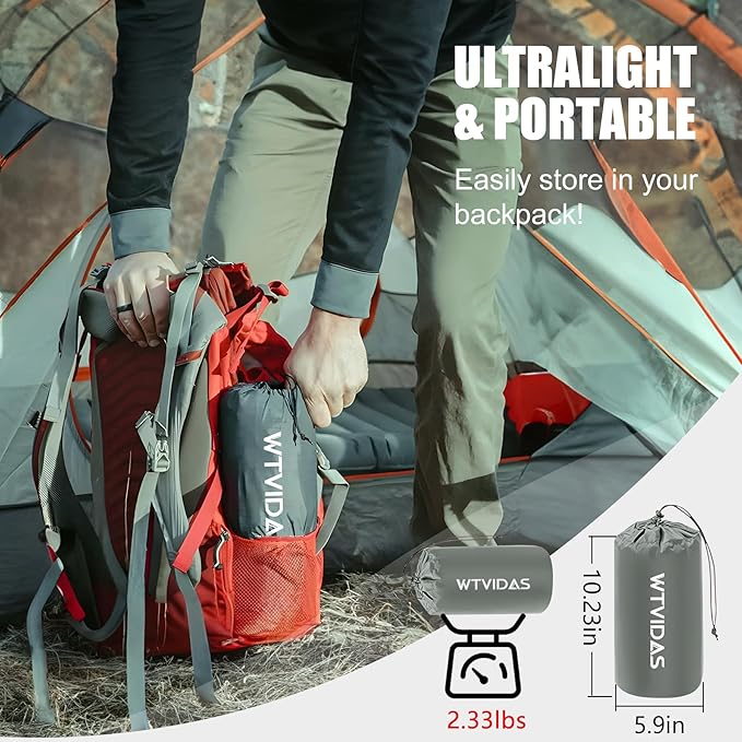 Oversized Camping Sleeping Pad,4.2" Thick Ultralight Camping Sleeping Mats for Adults,Camping Mattress with Pillow & Built-in Pump for Tent,Backpacking,Travel