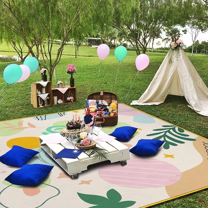 Extra Large Picnic Blankets Waterproof Foldable (80 "x 80") Beach Blanket Waterproof Sandproof,3-Layer Thicking Mat Outdoor Packable Camping Blanket