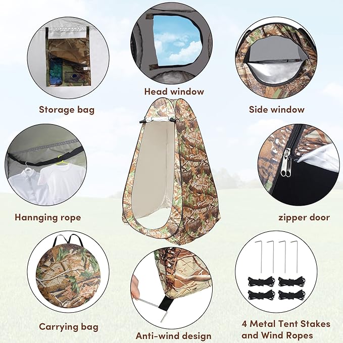 Pop Up Privacy Tent Shower Tent Changing Tent Portable Outdoor Camping Bathroom Toilet Tent Changing Dressing Room Privacy Shelters Room for Hiking and Beach Sun Shelter Picnic Fishing- Waterproof