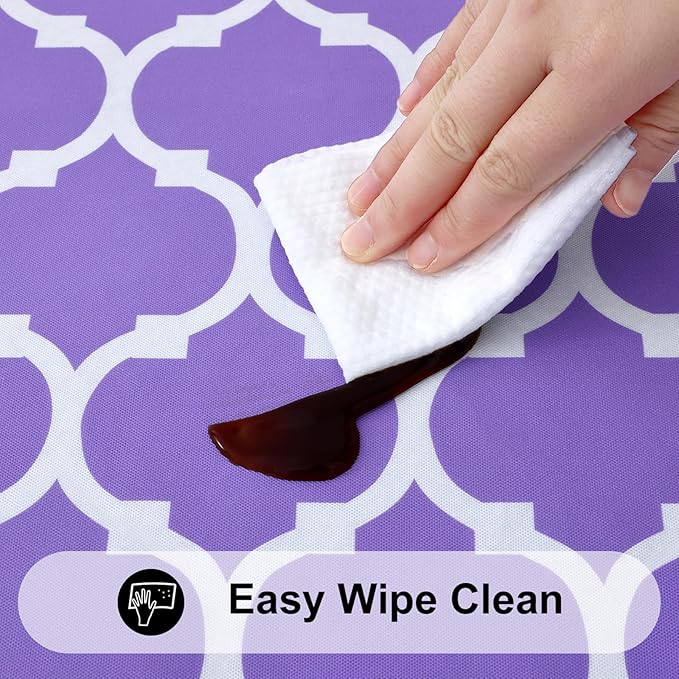 Smiry Rectangle Picnic Table Cover, Waterproof Elastic Fitted Camping Tablecloths for 4 Foot Tables, Wipeable Flannel Backed Vinyl Tablecloth Protector for Indoor, Outdoor (Lavender, 24x48 Inches)