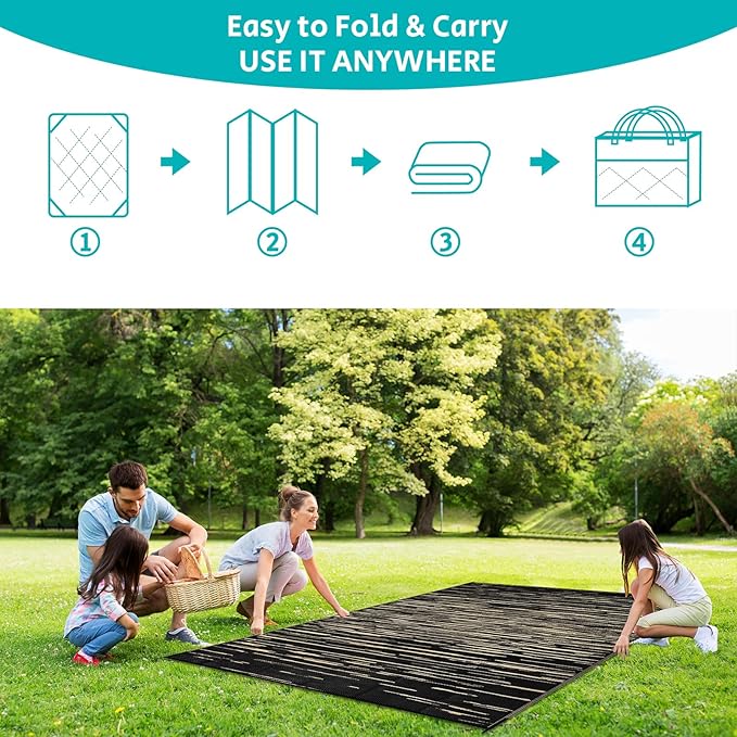 HEBE Outdoor Rug 5'x8' for Patios Clearance Waterproof Patio Mat Plastic Straw Rug Reversible RV Camping Tent Rug Outside Indoor Outdoor Area Rugs for RV,Deck,Beach,Balcony,Camper