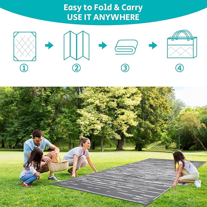 HEBE Outdoor Rug 9'x18' for Patios Clearance Waterproof Patio Mat Plastic Straw Rug Reversible RV Camping Tent Rug Outside Indoor Outdoor Area Rugs for RV,Deck,Beach,Balcony,Camper