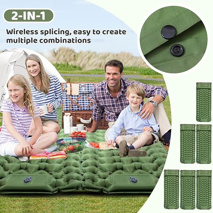 Sleeping Pad for Camping - Ultralight (1.9lbs) Inflatable Camping Mattress with Built-in Pillow & Foot Pump, 4" Thick Compact Air Pad for Backpacking, Hiking, Traveling, One-Second Deflation