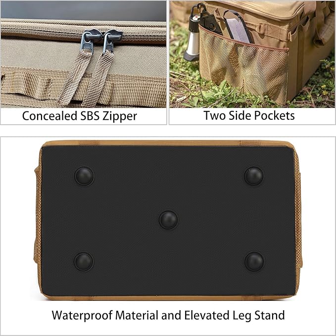 Tactical Camping Storage Bag - 46L Utility Tote Bag Trunk Organizer (Coyote Brown)