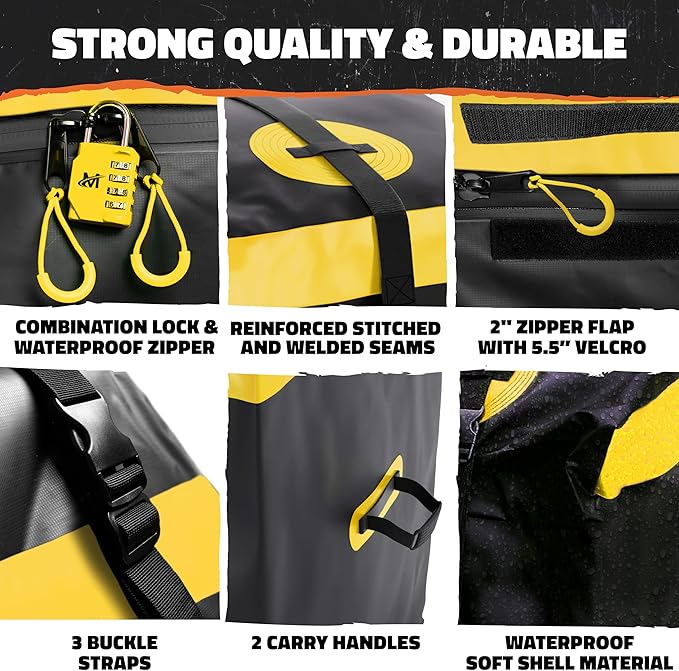 Mockins 20 CuFt Waterproof Cargo Bag for Hitch Carrier | 60x20x29 Weatherproof Trailer Hitch Cargo Carrier Bag for Truck Bed Storage |500D PVC Vehicle Soft-Shell Carriers Car Bag w/Waterproof Zipper