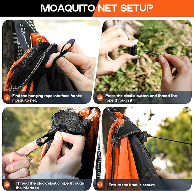 Camping Hammock Mosquito Net,Double & Single Portable Hammocks Hammocks with 2 Tree Straps,Hammock Tent for Travel Camping,Camping Accessories for Indoor Outdoor Hiking Backpacking Backyard Beach