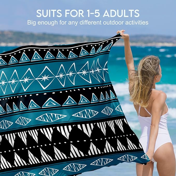 BYDOLL Beach Blanket 78''X81'' 4-7 Adults Oversized Lightweight Waterproof Sandproof Blanket for Beach Large Picnic Mat Travel Camping