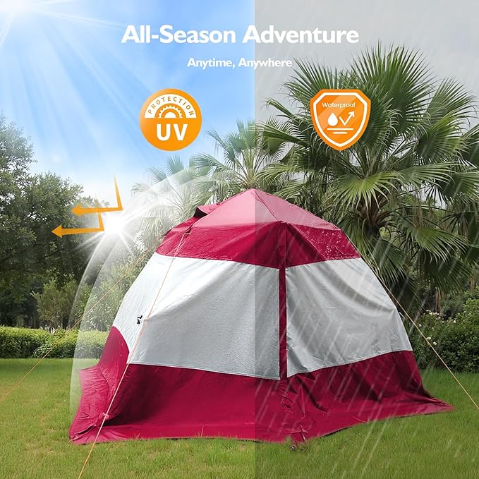 Camping Tent 2 Person, Waterproof & Blackout Double Layer Pop Up Outdoor Tent for Park, Picnic, Travel, Portable and Easy Setup