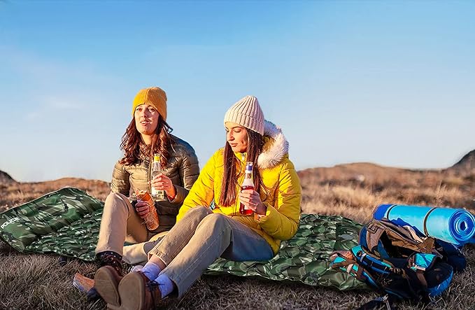 Self-Inflating Sleeping Mats for Camping, Extra Thick Camping Sleeping Mat, Self Inflating Camping Pad with Pillow, 75”x25” Ultralight, Sleeping Bag Pad Built-in Foot Pump Tent, Hiking & Picnic.