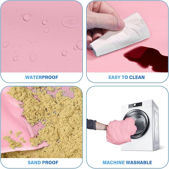 BYDOLL Beach Blanket 78''X81'' 4-7 Adults Oversized Lightweight Waterproof Sandproof Blanket for Beach Large Picnic Mat Travel Camping