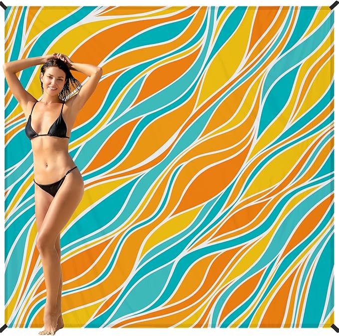 BYDOLL Beach Blanket Waterproof Sandproof 78''×81'' 1-7 Adults Oversized Lightweight Large Picnic Mat Waterproof Sandproof Blanket for Beach