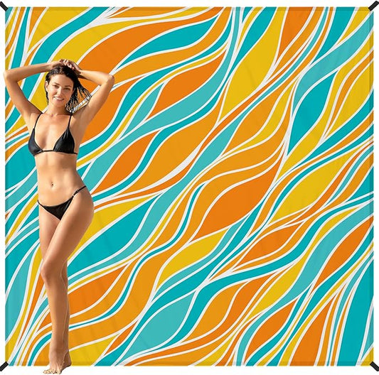 BYDOLL Beach Blanket Waterproof Sandproof 78''×81'' 1-7 Adults Oversized Lightweight Large Picnic Mat Waterproof Sandproof Blanket for Beach