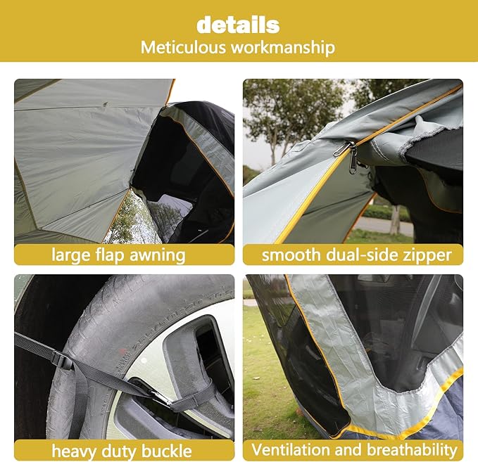 SUV Tent Car Awning, UPF 50++ with Portable Waterproof Storage Bag, Tear-Resistant, Large Space, Good Vision, Smooth Ventilation, Suitable for Outdoor Beach Camping Auto Canopy Shade…