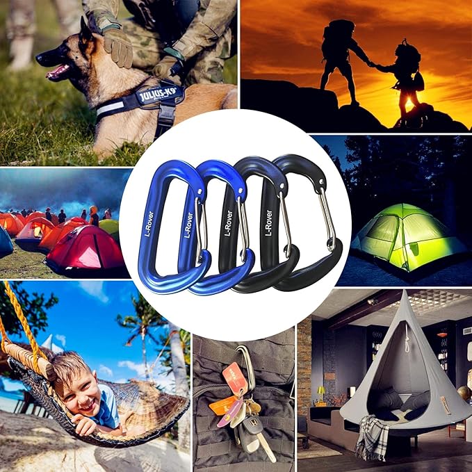 Carabiner,12KN Lightweight Heavy Duty Carabiner Clips,Aluminium Wiregate Caribeaners for Hammocks,Camping, Key Chains, Outdoor and Gym etc,Hiking & Utility