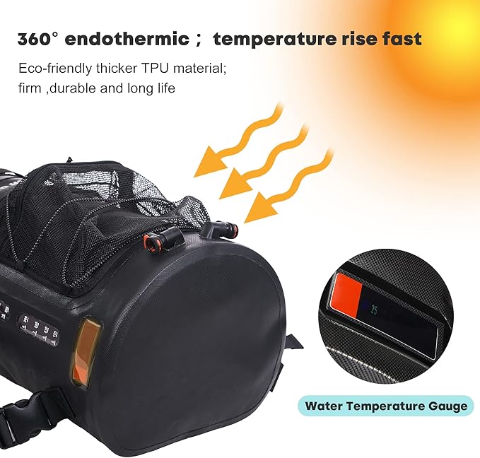 WILD HEART Camping Shower, 5.8 Gallons/22L Portable Camp Shower Bag with Upgraded Screw Lid, Water Level Window, Pressure Foot Pump, and Handy Nozzle, Solar Shower for Beach Camping Hiking Trip