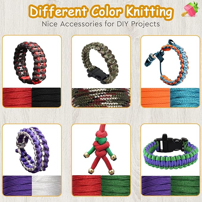 10 Feet Paracord Cord Multifunction Paracord Ropes 550lb Survival Paracord Random Combo Crafting Kit, for Making Lanyard, Bracelet, Dog Collar, Idea for Gift (24 Colors B)