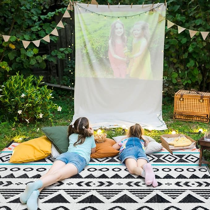 Outdoor Rugs Patio Camping Waterproof - 6x9 Plastic Straw Patio Rug Portable for Campers, Outside RVs Mat, Outdoor Area Carpet for Patios Clearance, Backyard Porch, Balcony, Picnic