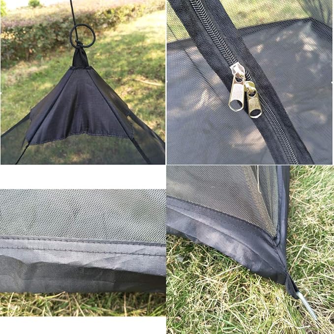 Mosquito Net for Camping Bed Compact and Ultra-Light for Travel Outdoor Netting Cover Lightweight Mesh (Black)