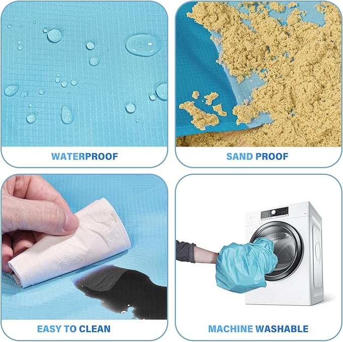 BYDOLL Beach Blanket Waterproof Sandproof 78''×81'' 1-7 Adults Oversized Lightweight Large Picnic Mat Waterproof Sandproof Blanket for Beach