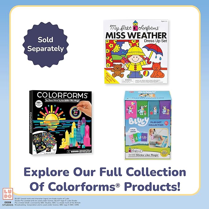 Colorforms Bluey Set - Repositionable Pieces Stick Like Magic - Scenes and Pieces from The Show Bluey for Storytelling Imaginative Play - Ages 3+