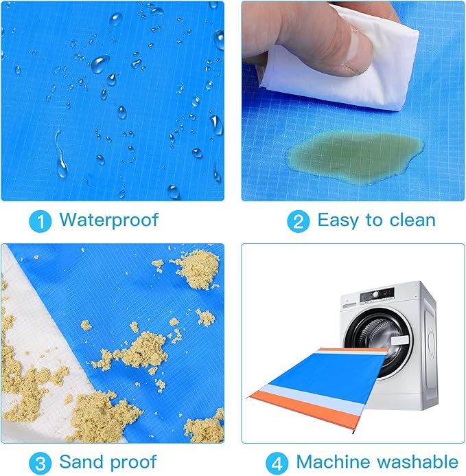 BYDOLL Beach Blanket 78''X81'' 4-7 Adults Oversized Lightweight Waterproof Sandproof Blanket for Beach Large Picnic Mat Travel Camping