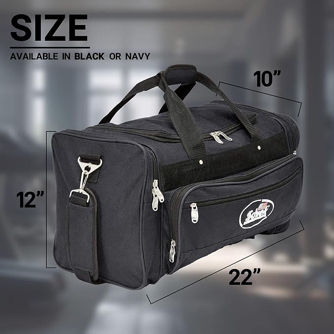 Schiek Sports Deluxe Gym Bag - Nylon Fabric Workout Bag with Adjustable Shoulder Strap