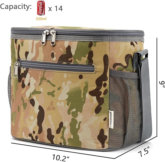 Insulated Lunch Bag for Adult/Women/Men, Reusable Large Lunch Box Cooler Soft Leakproof Tote, Thermal Meal Prep Lunch Pail with Adjustable Shoulder Strap for School/Travel/Office, camouflage